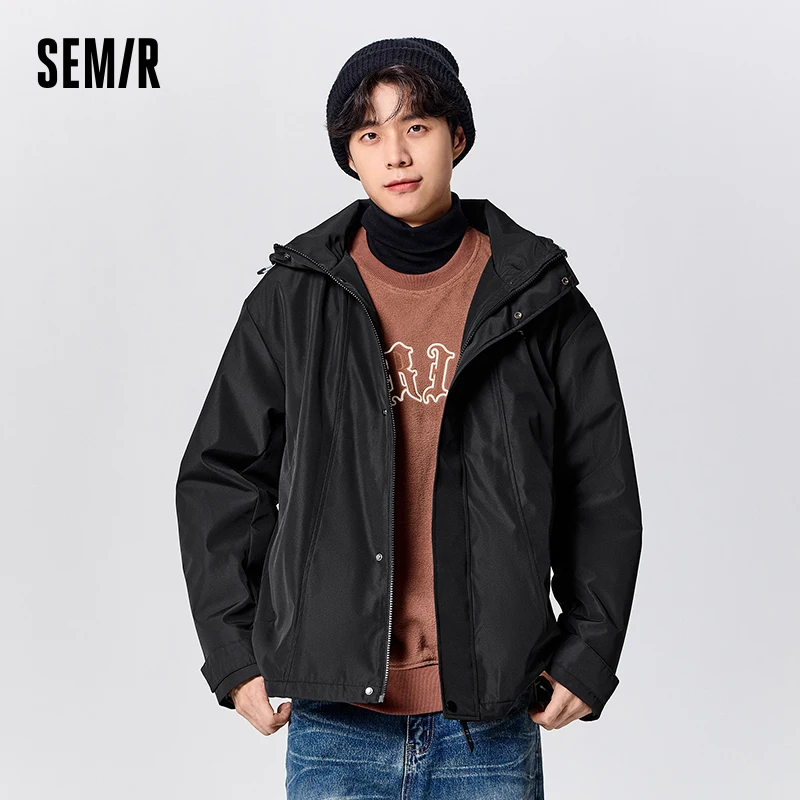 Semir Casual Wear Men 2024 New Winter Three-Defense Warm Top Fashion Simple Loose Coat