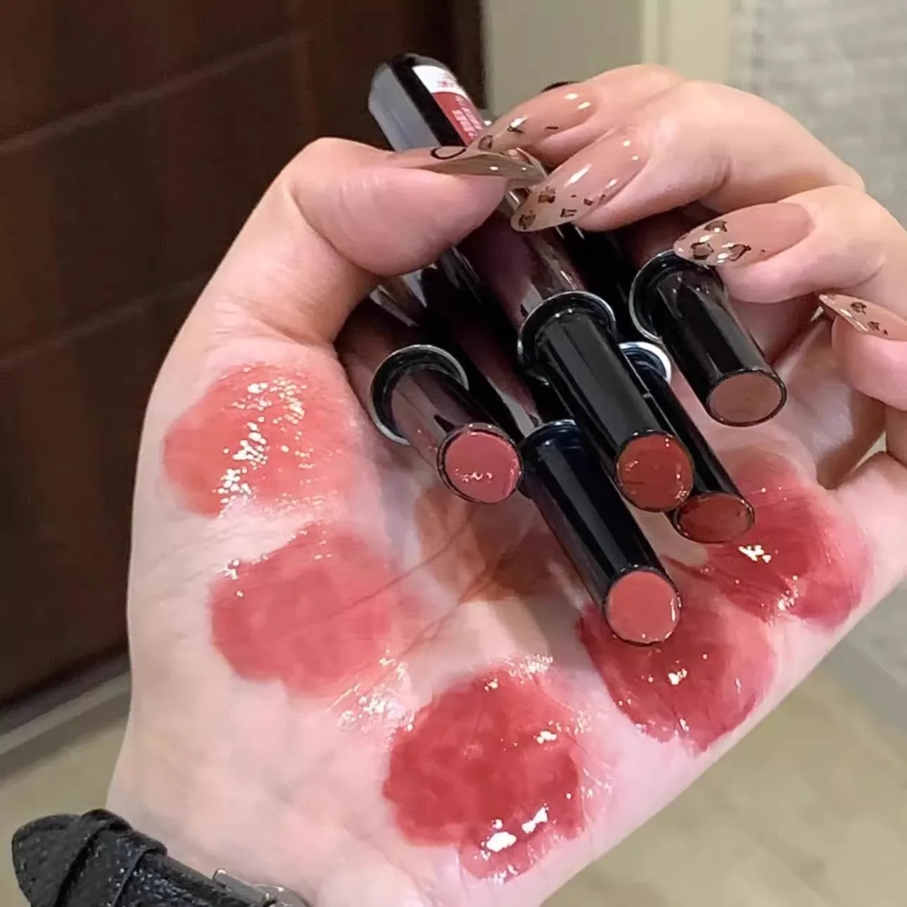 Jelly-pintalabios brillante con espejo, brillo de labios hidratante duradero, bálsamo labial teñido resistente al agua, esmalte de labios de agua