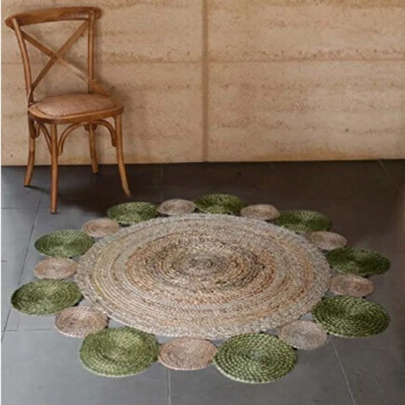 

Rug Hand Braided Round 100% Natural Jute Floor Carpet Decor Living Area Rag Rugs