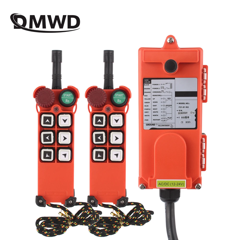 F21-E1 2 передатчика + 1 приемник 12-24 В 220 В 380 В 36 в промышленный пульт дистанционного управления Переключатели подъемник крана 6 каналов