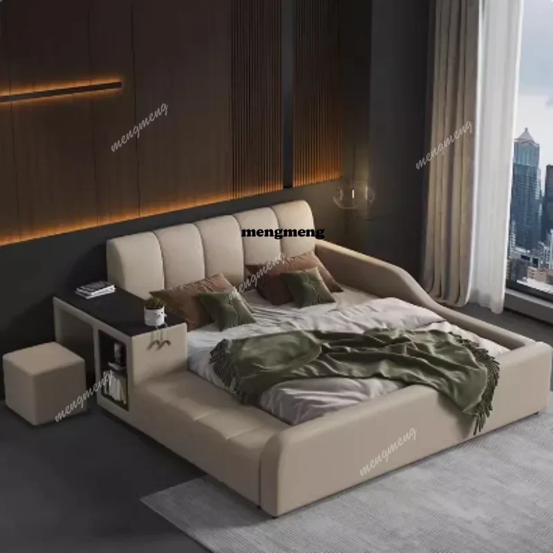 Headboard Support Double Bed Wooden Nordic Luxury King Size Double Bed Storage Modern Cama Matrimonial Bedroom Furniture