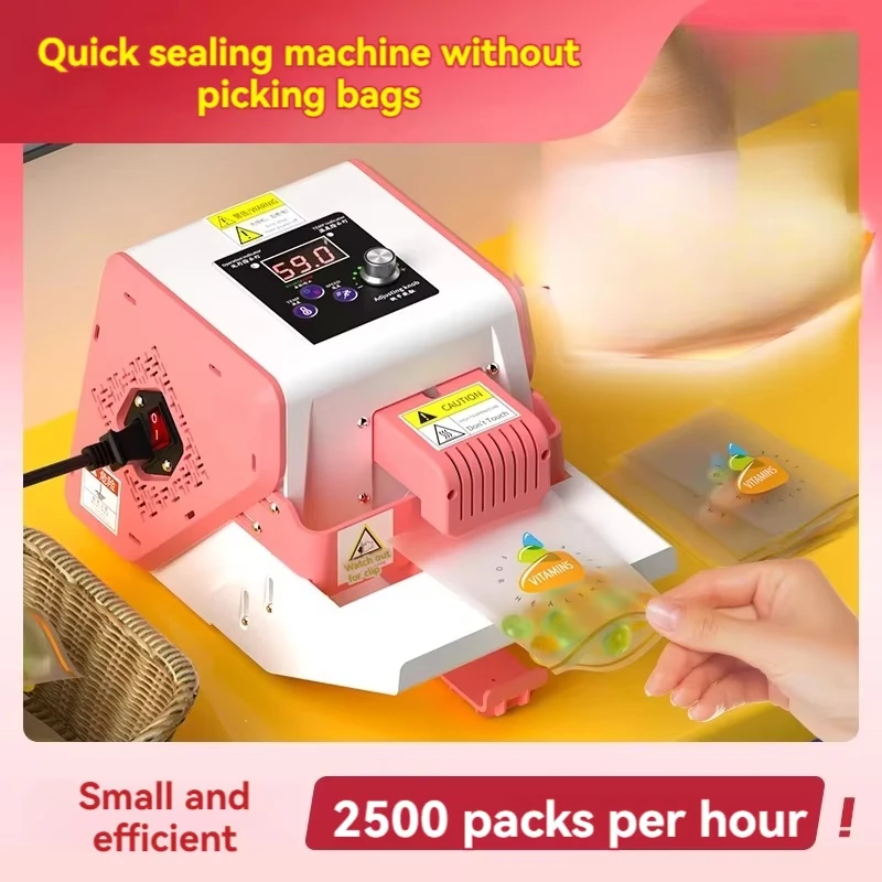 Plastic Film Sealer Small Food Packaging Bag Continuous Heat Sealer Automatic Roller Temperature Control Sealing Machine