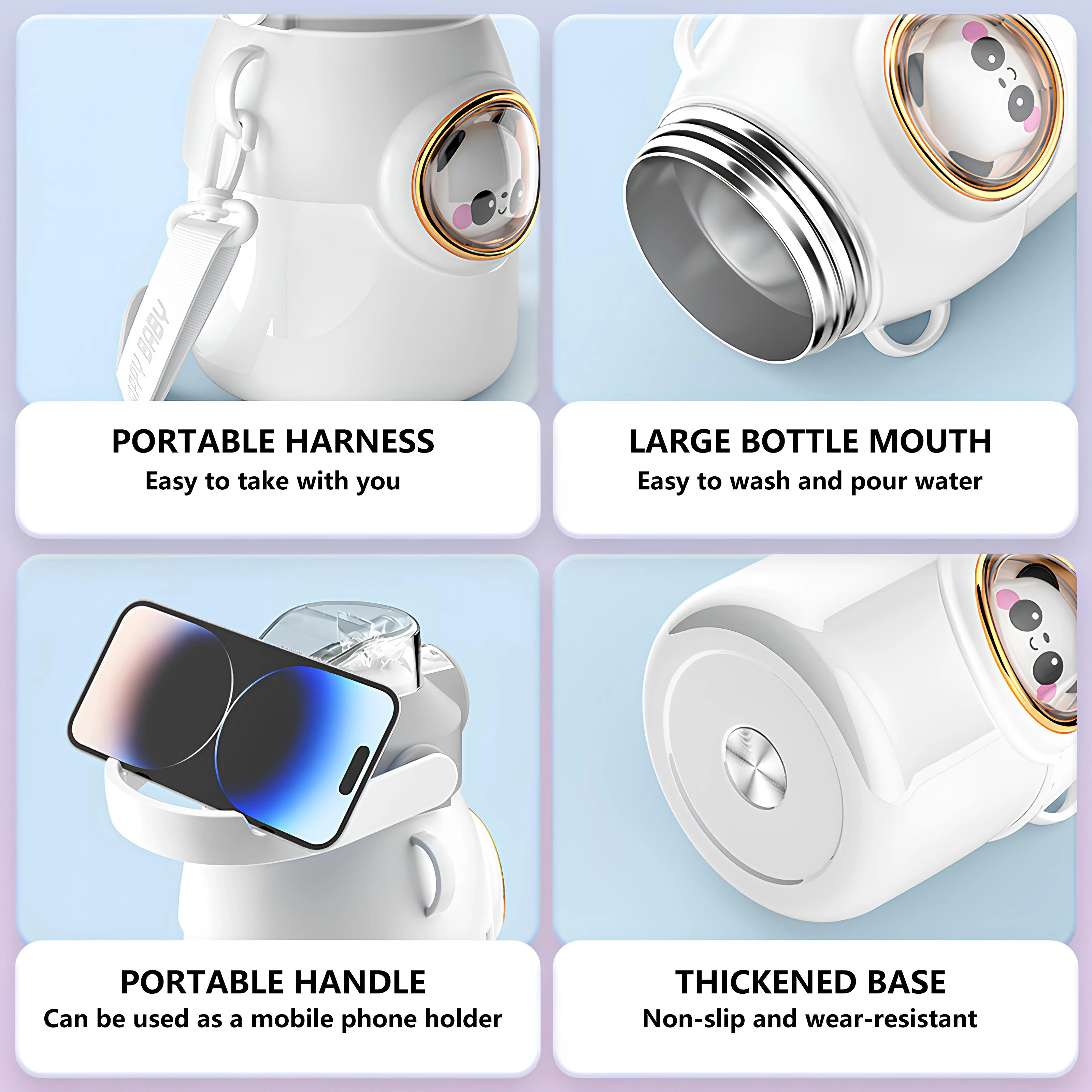 Cute Kawaii Thermal Mug 650ML 316 Stainless Steel Thermos for Tea Kid Children Drinks Stainless Steel Water Bottle - view 5