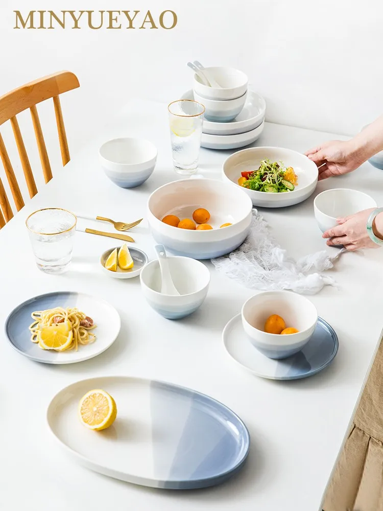 Ceramic Dishware Set High-Grade Bowls and Chopsticks Combination Porcelain Light Luxury Tableware