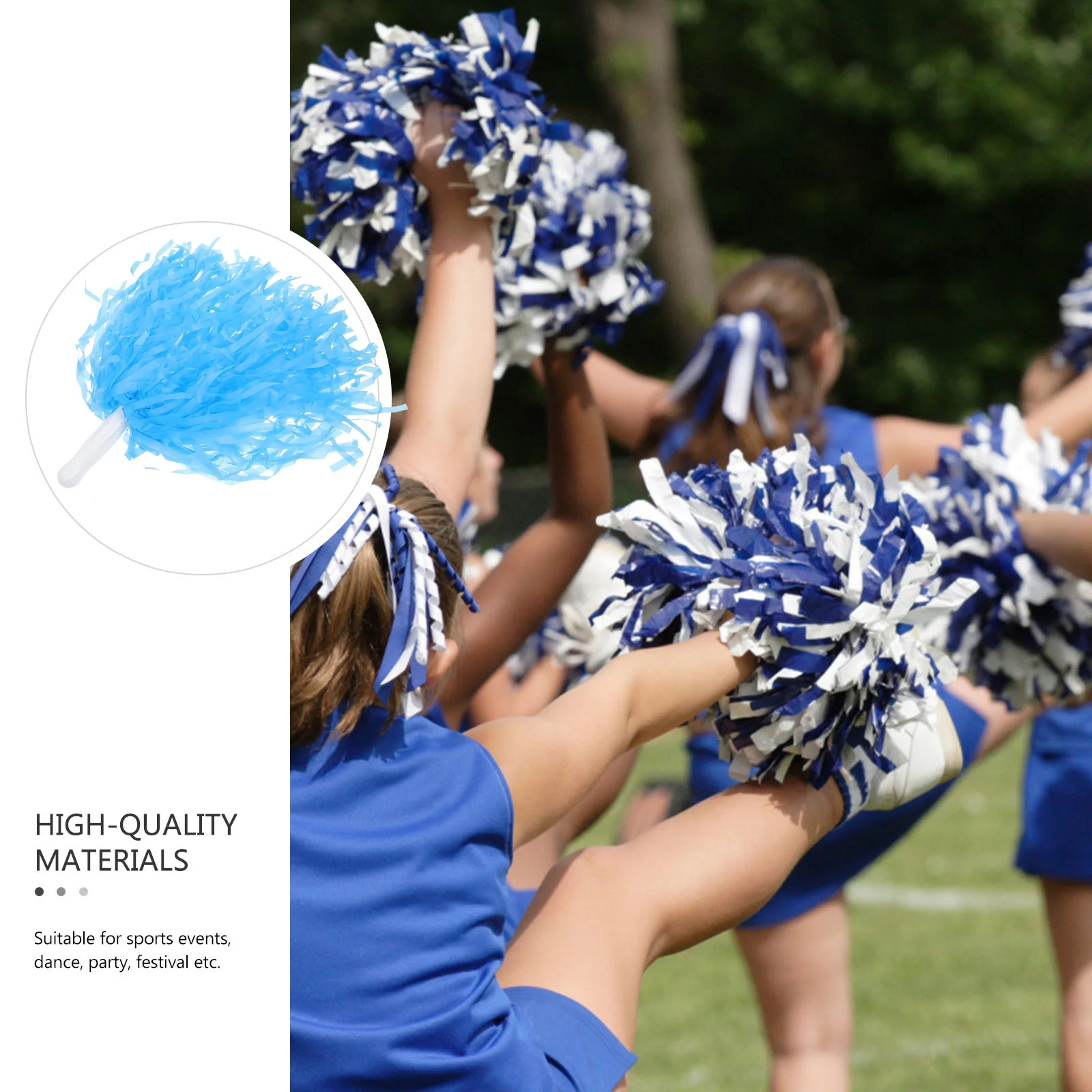 

12Pcs Cheerleading Hand Pompoms Bright Eye Catching Colors Reusable for School Competition Dance Performance Party Cheering