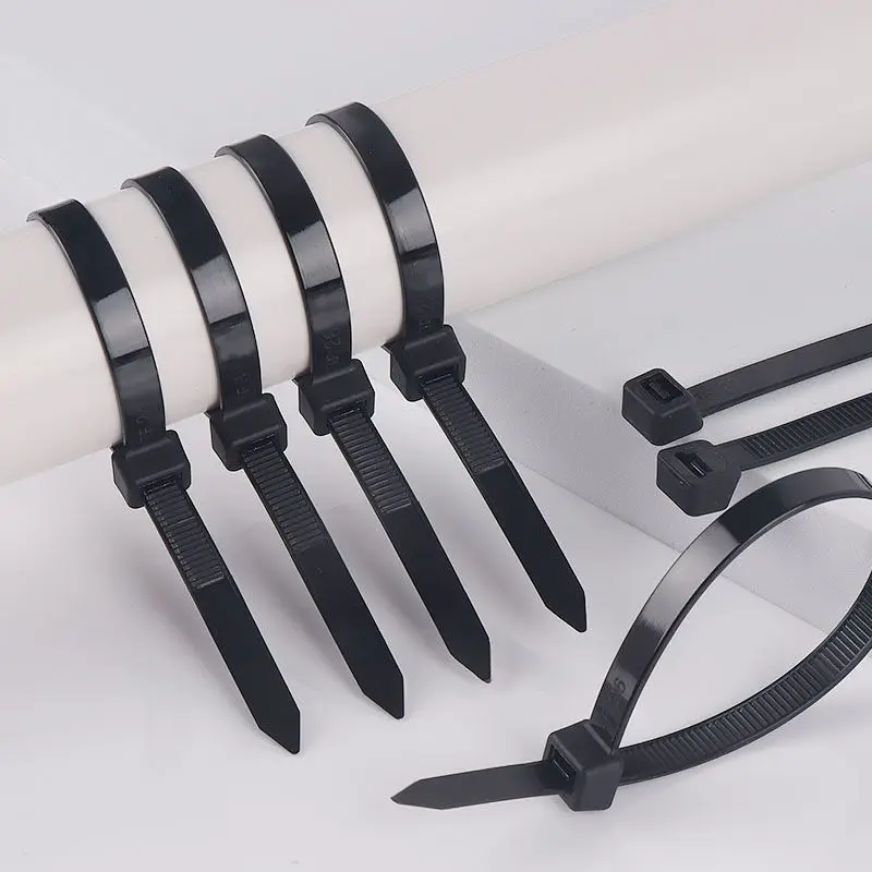 White and Black Nylon Card Slot Self-locking Cable Tie Strip Strong Buckle Gear Cable Harness Belt Wire Storage Bundling Strap