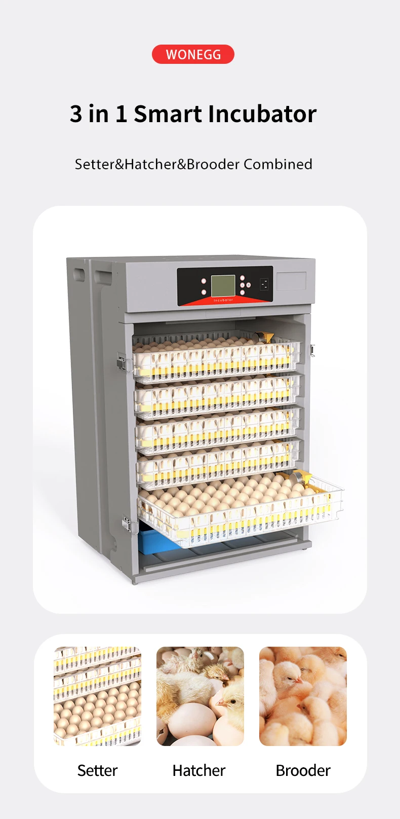 Medium Commercial 300 pcs Egg Incubator Fully Automatic  Incubator