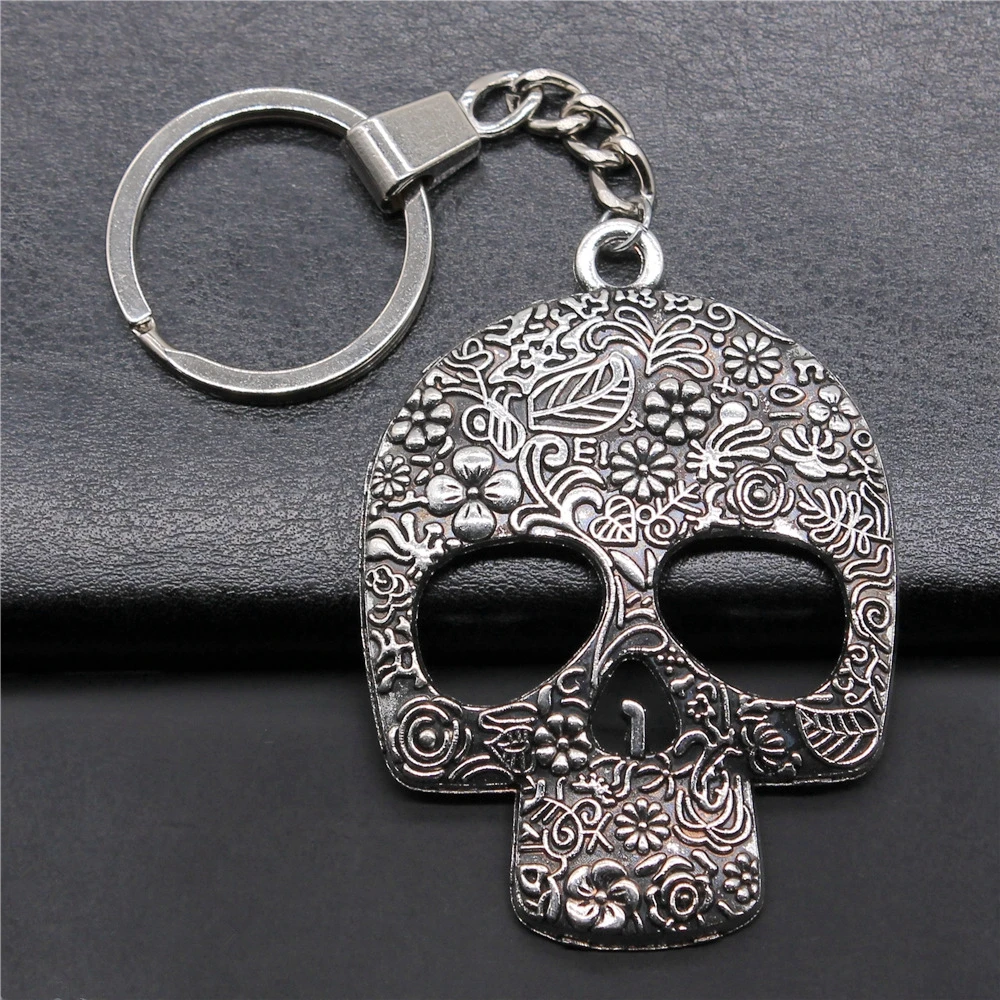 Fashion 2 Colors 66x49mm Big Skull Charms Key Chain DIY Women & Men Souvenir Gift