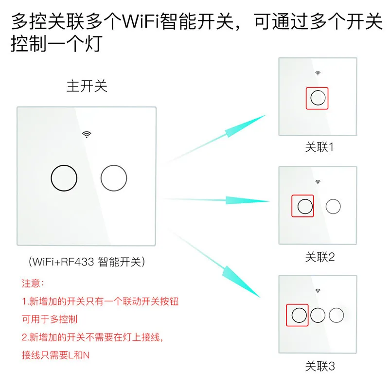 

WiFi Tuya Smart Home App Remote Control Zero Fire Wiring Touch Wall Switch