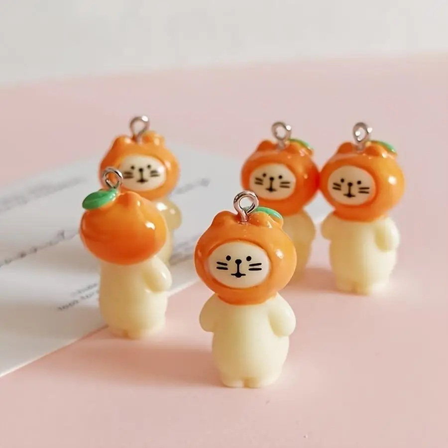 1/5/10/20/50/100pcs 3D Resin Cat Charms with Tabby Kitten Pendants - Realistic Feline Face Suitable for Jewelry Making, DIY Craf