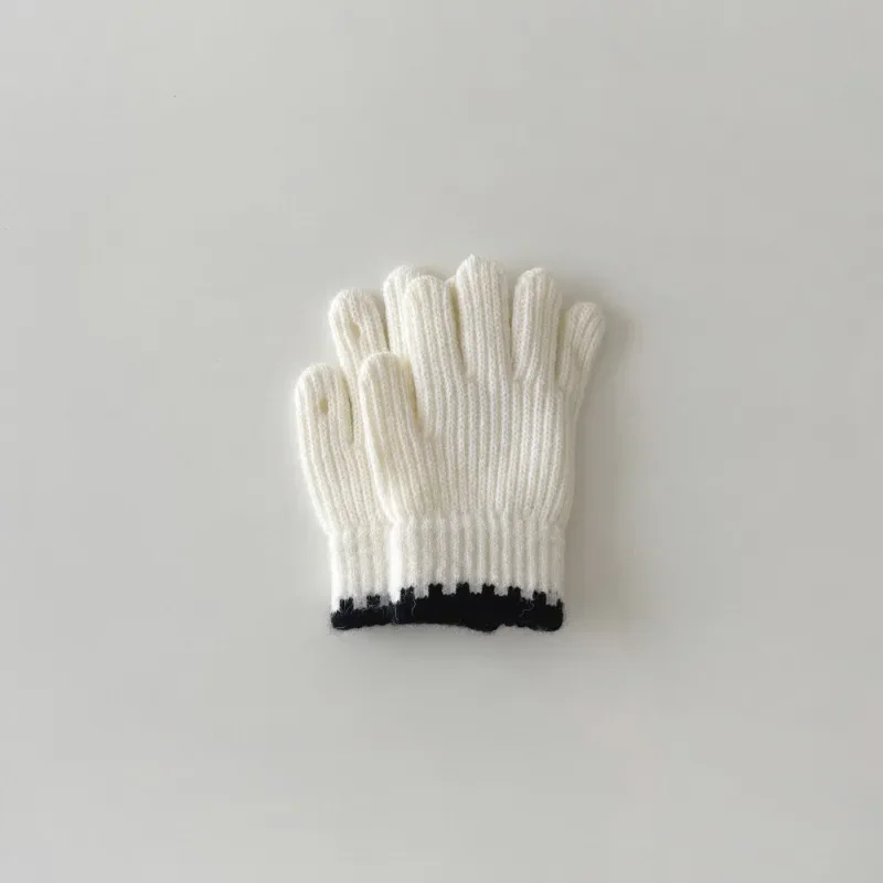 Kids winter Gloves 3-8 Year girls knitted Warm Mittens Solid Color Gloves Soft Crochet Hand Warmers for Boys Trendy Children