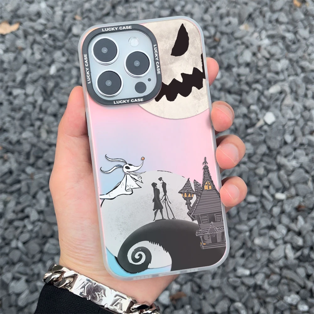 The Nightmare before Christmas custodia per telefono per OPPO Reno 5 6 7 7Z 8 8T 10 11 Pro Plus 4G 5G Aurora Laser Gradient Luxury Cover