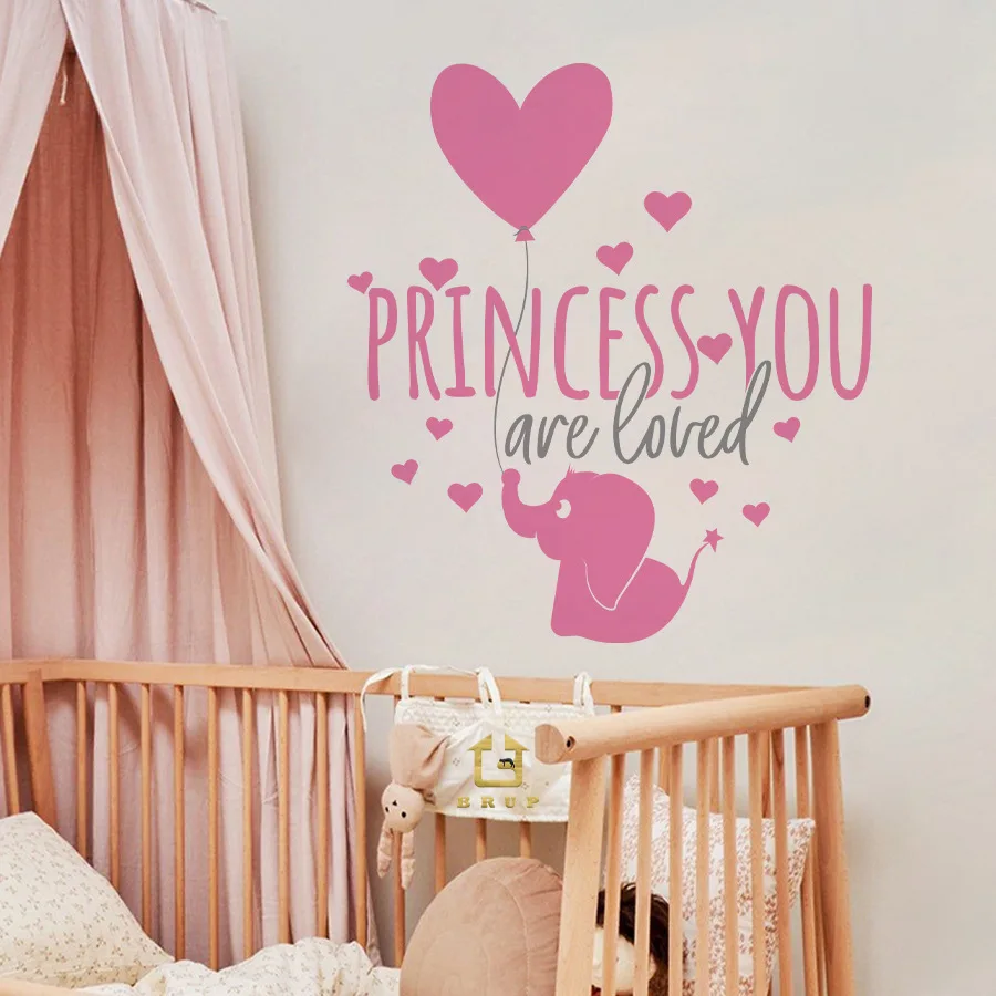 أنت محبوب ملصقات الحائط، بالونات الفيل، عبارات الحب للشفاء، ملصقات ديكور ذاتية اللصق لغرفة النوم