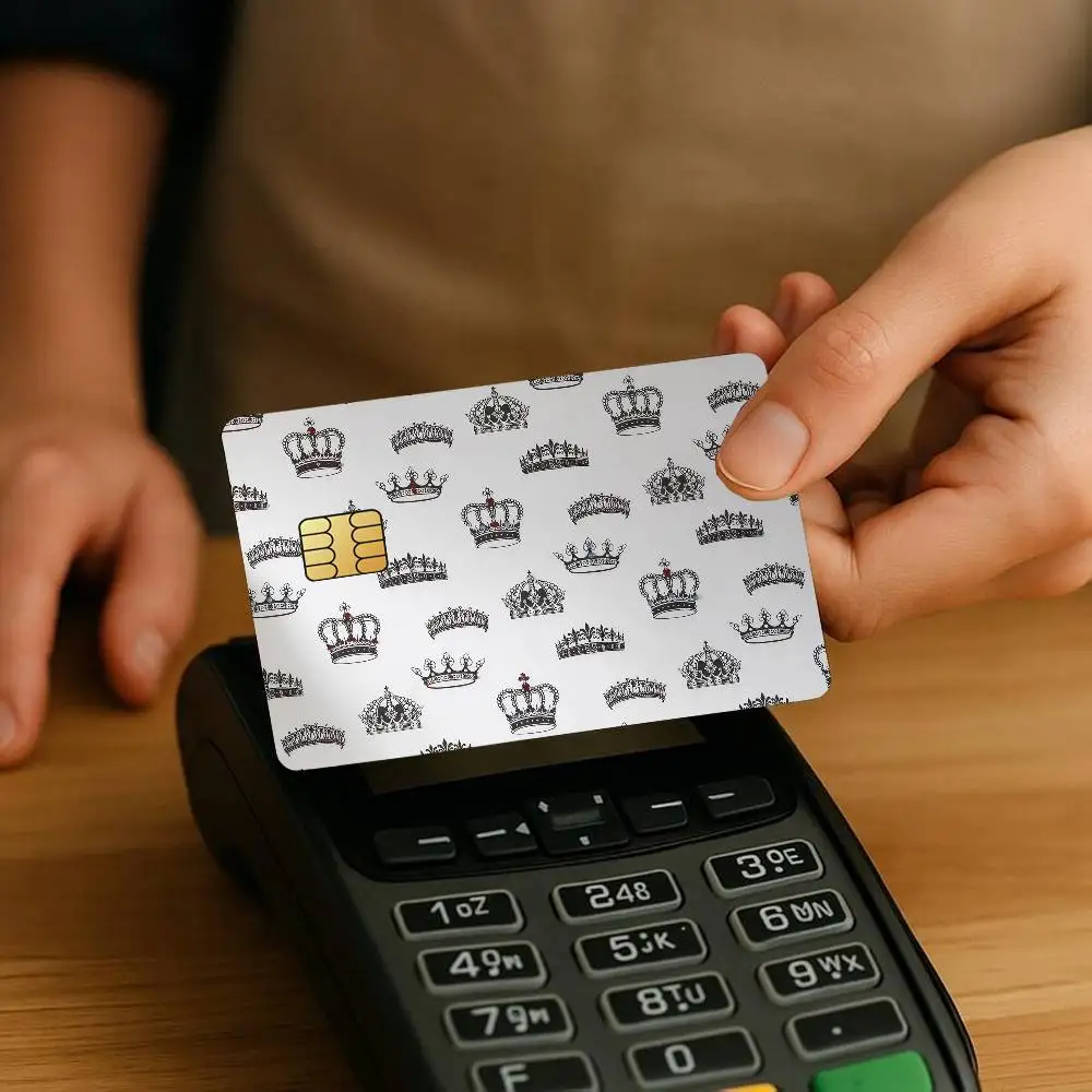 Golden Crown King Credit Card Stickers Skin For Bank Bus Metro 4PCS Cover Film Gift