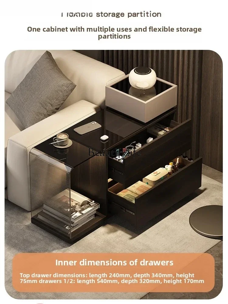 

yj21 Italian minimalist sofa side cabinet small coffee table living room movable corner table