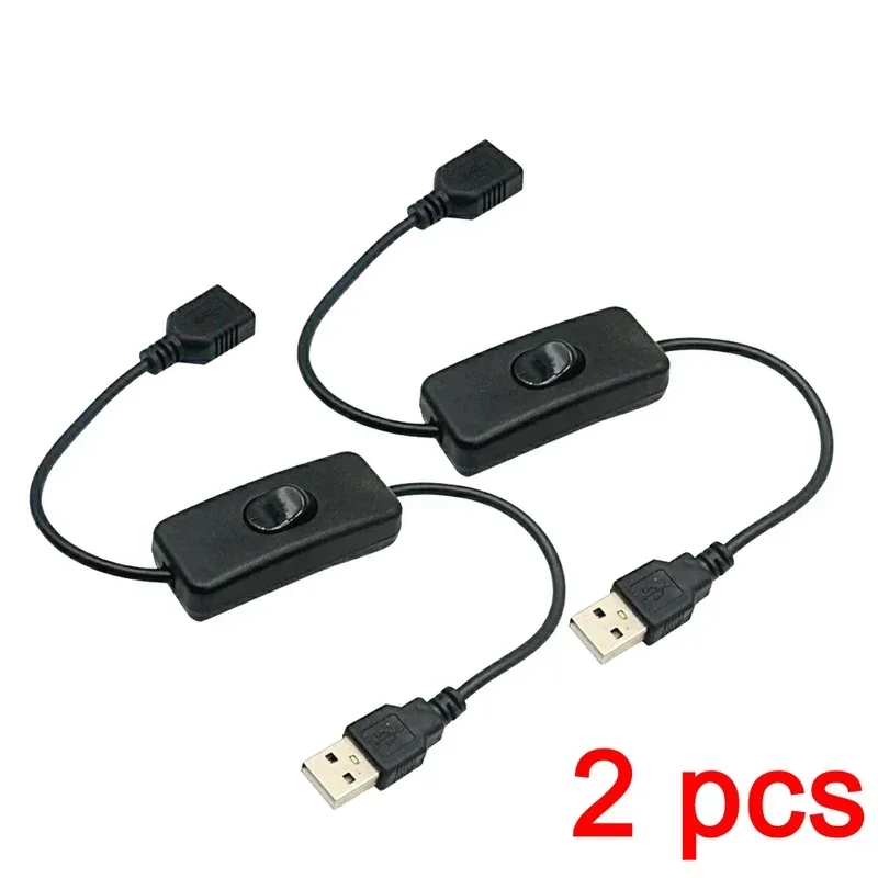 Cable USB con interruptor de encendido/apagado, Cable de extensión de palanca para lámpara USB, ventilador, línea de alimentación, adaptador duradero, auriculares LED USB, 1/2 Uds.
