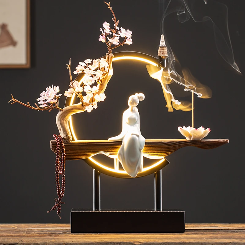 

Ramadan Decoration Backflow Incense Burner Waterfall With Light Incense Burner Ramadan Quemador De Incienso Home Decoration