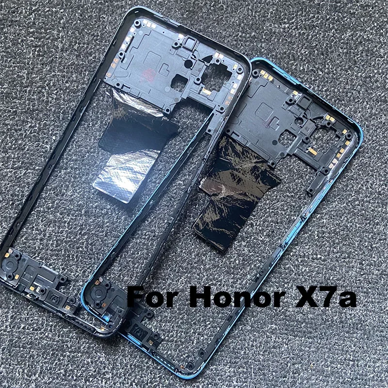 For Huawei Honor X7a Middle Frame Front Bezel Lcd Holder Metal Chassis Back Battery Cover Glass Housing Rear Door RKY-LX1