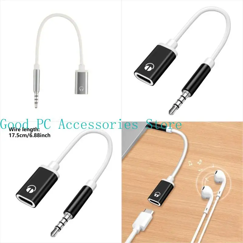 

R53C 3.5mm Male to Type C Female Auxs Adapter Earphone USB C Cable Headphones Adapter 3.5 Jacks