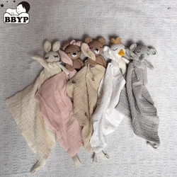 Handgemachte Baby Baumwolle Musselin bequeme Decke süße Katze Puppe für Kleinkinder Schlaf beschwichtigen Handtuch Kaninchen Bär Speichel Schal