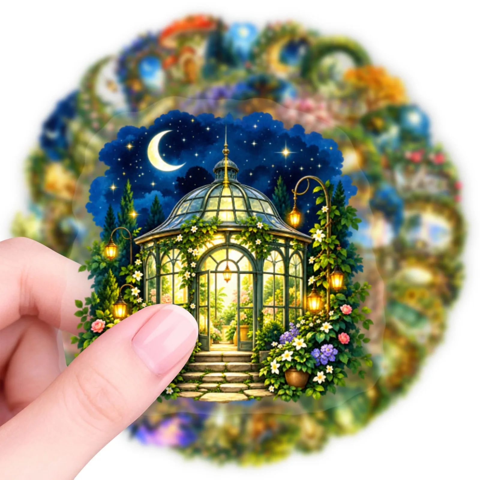 50 PCS HD Magic Forest Elf Wooden House Mushroom House Transparent Waterproof Stickers Decorate Pencil Case Hand Account - view 5