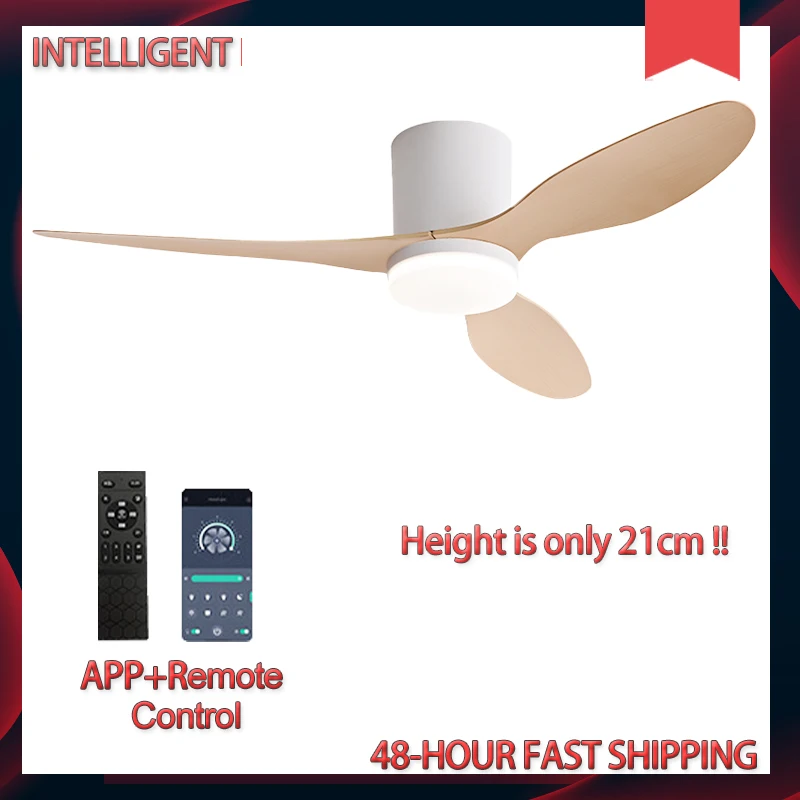 

INTELLIGENT Modern Black White Ceiling Fan with LED Light DC motor Large Air Volume APP Control Simple Home Fan 110-230V