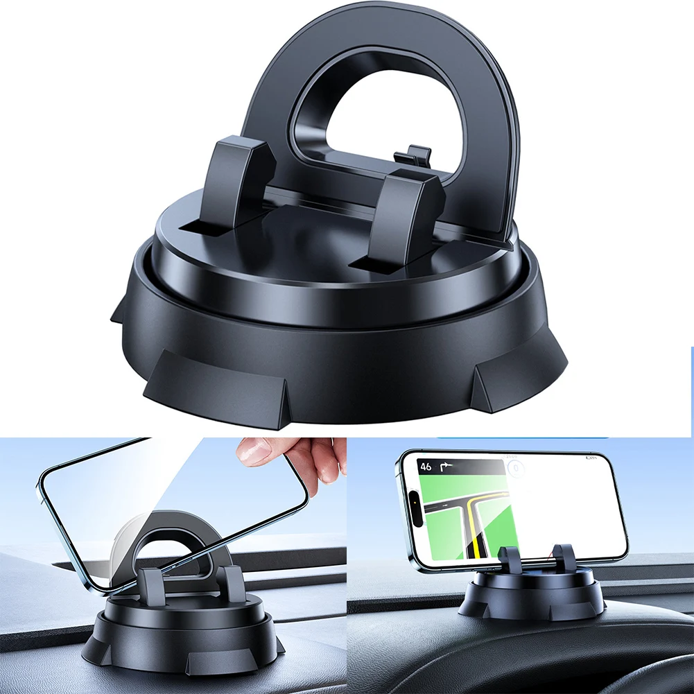 Phone Holder Mount 360° Rotating Base Adaptive Grip Technology Strong Suction Cup Dashboard Center Console  Interior Accessories