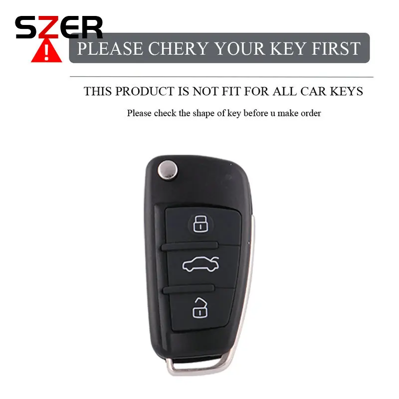 Leather TPU Car Folding Key Cover Case for Audi A3 8L 8P A4 B6 B7 B8 A6 C5 C6 4F RS3 Q3 Q7 TT 8L 8V S3 Key Fob Shell Accessories image 2