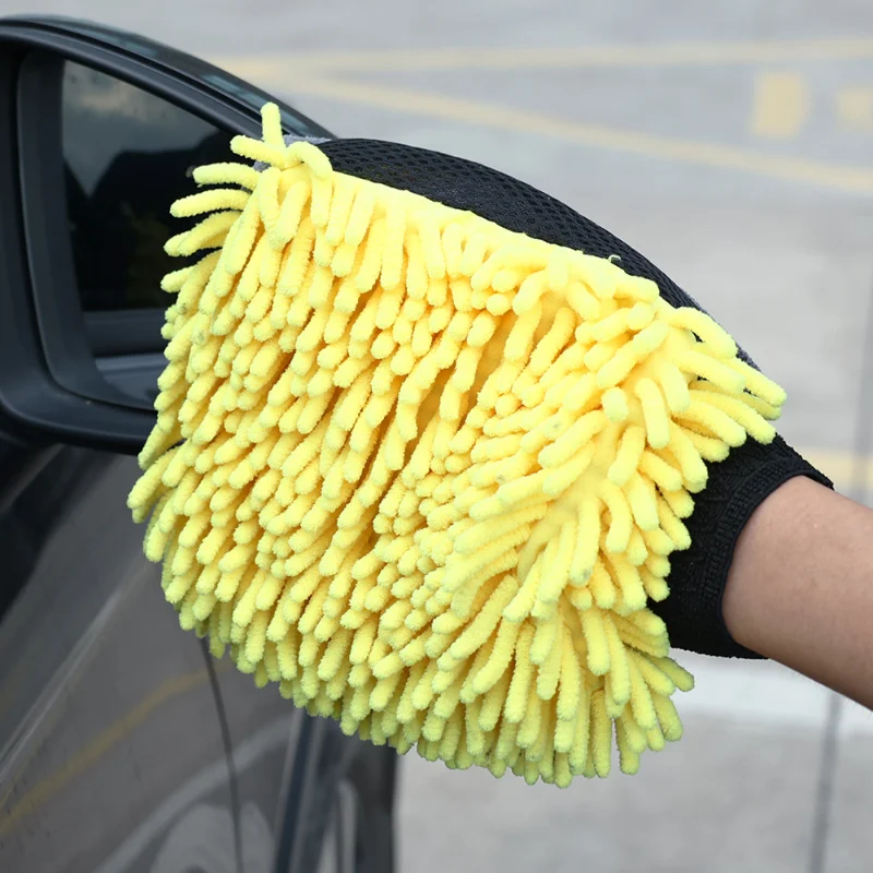 Thicken Car Microfiber Washing Gloves Soft Chenille Cleaning Glove Water Absorbtion  Brush Gloves for Car Detailing Care Clean