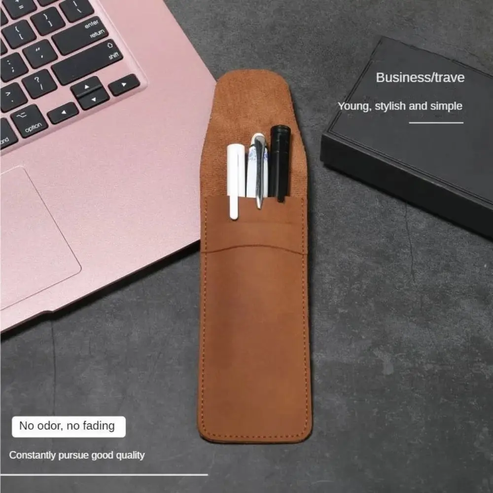 Pen Sleeve Case PU Leather Leather Pen Bag Flip Cover Handmade Pen Protective Bag Holder Soft Pen Storage Pouch Scrapbook Crafts