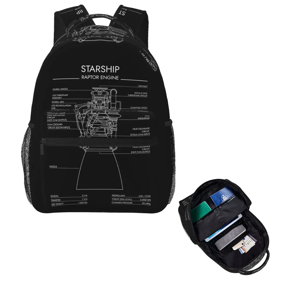 Musk SPACE X Space Exploration Mars Rocket Starship Student Backpack School Bag Daypack for Men Women Bookbag Shoulder Bags
