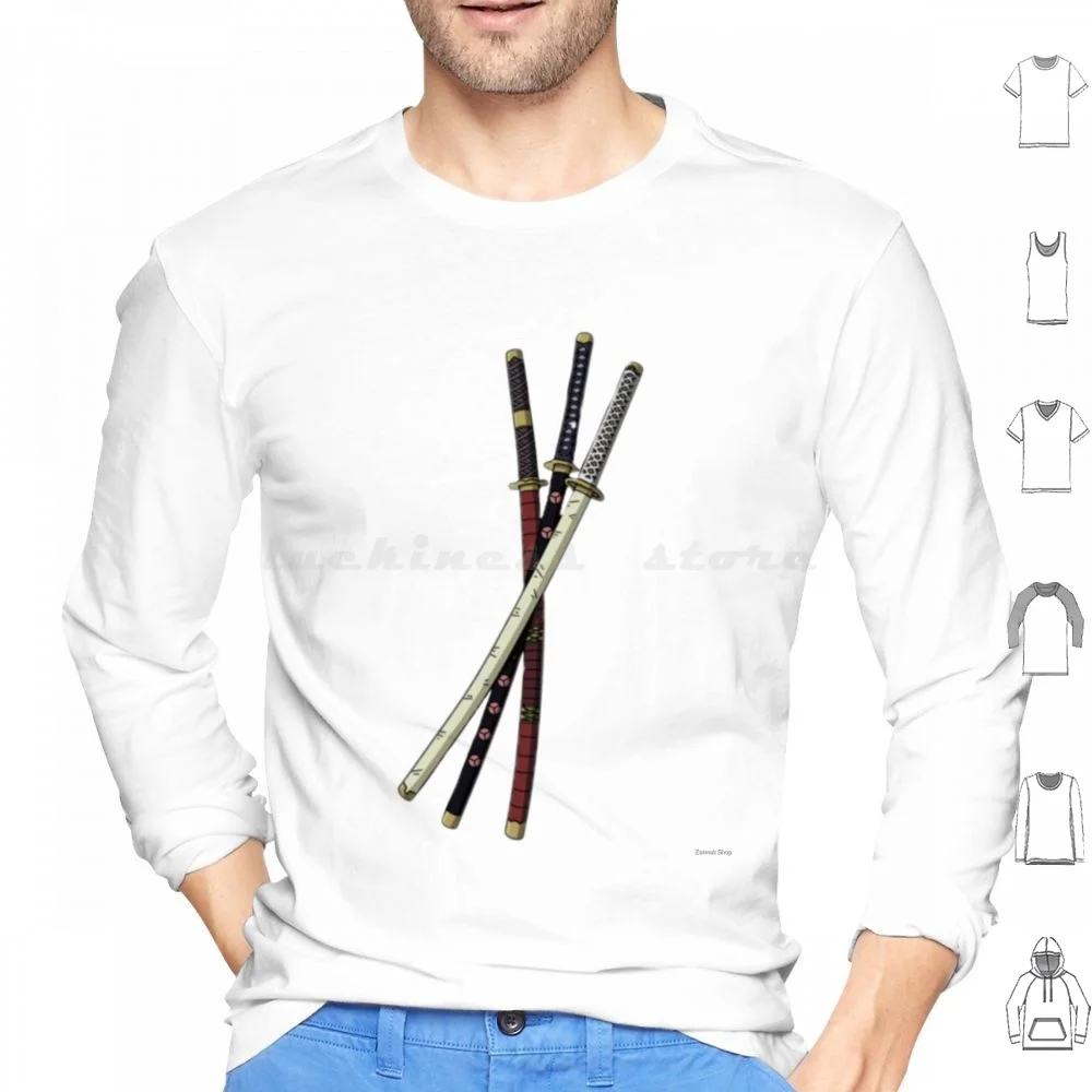 Zoro'S Swords Hoodie cotton Long Sleeve Zoro Anime Manga Luffy Swords Sword Roronoa Zoro Sanji Nami Mugiwara Robin Pirate