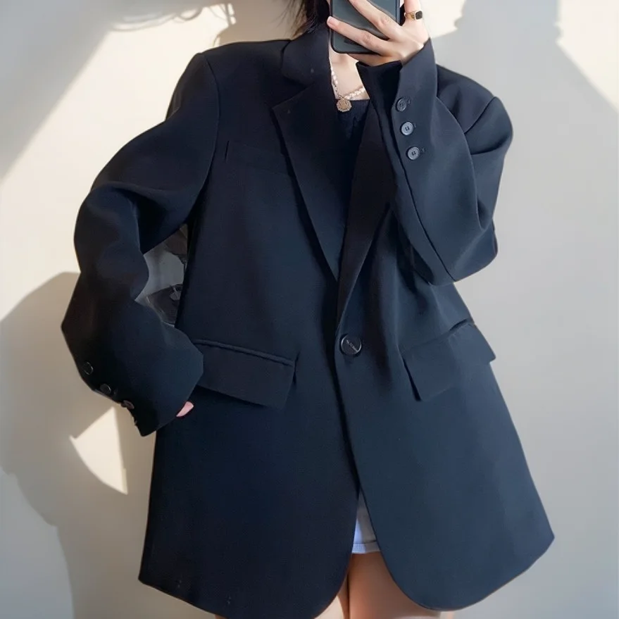 

Blazers Womans Elegant Coat Poplin Womens Fit Cafe Spanish Hidden Hook Front No Lapel Clean Line Minimal Sleek Breathable Casual