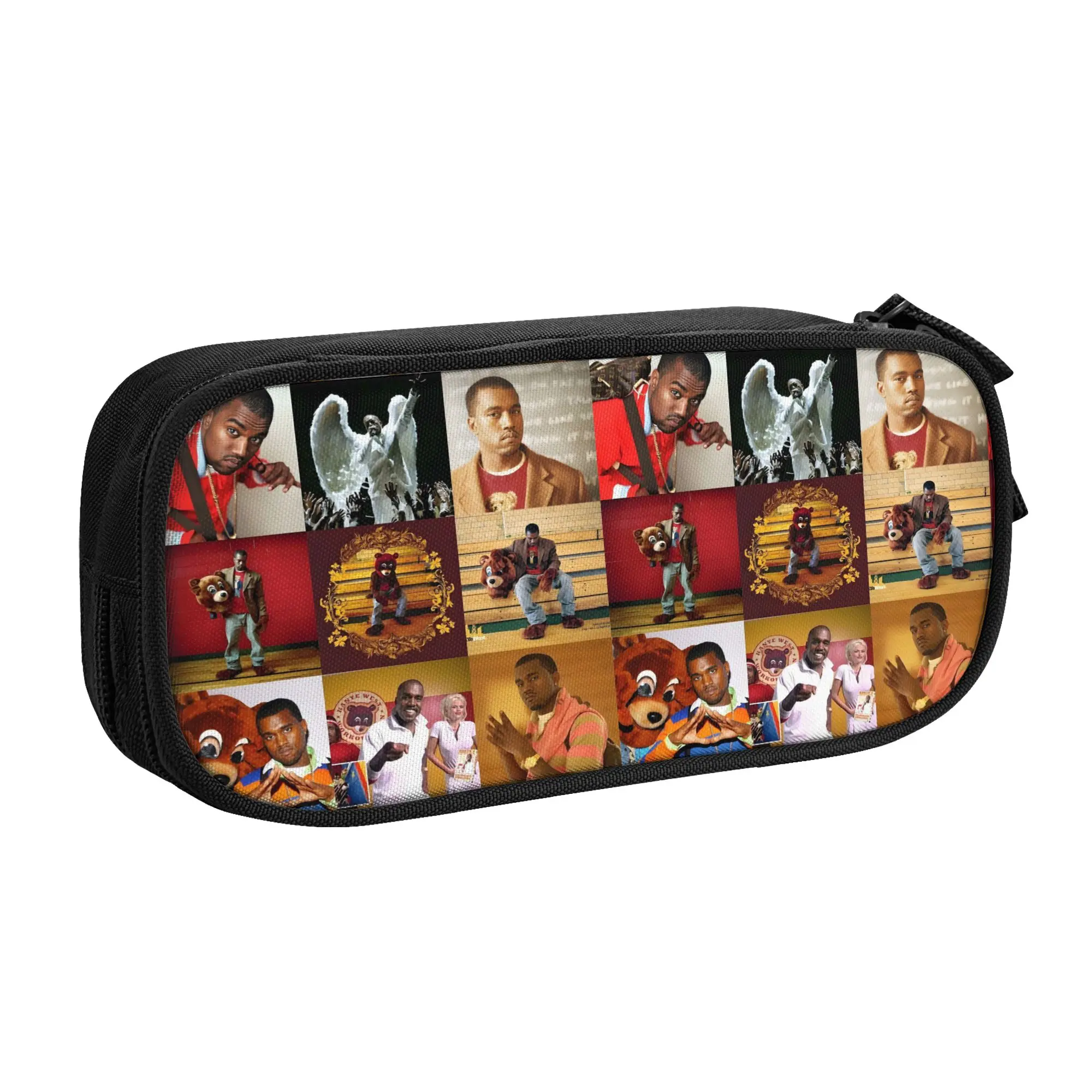 Kawaii Funny Kanye West Rapper Singer   Pencil Case for Girls Boys Large Storage  Pencil Box School Accessories