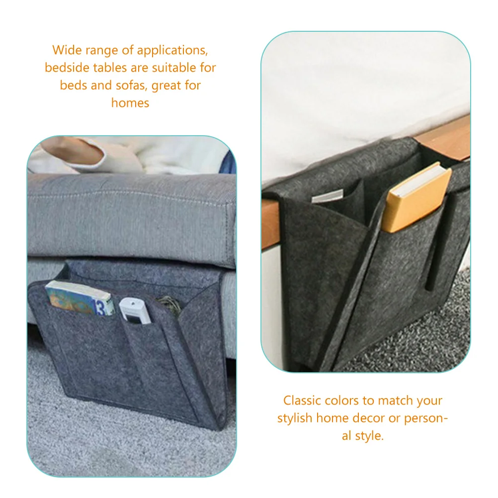 

Multifunctional Storage Bag Dark Grey Bedside Dorm Bed ganizer Pockets Sofa Armrest Remote Control Holder Couch Shelf