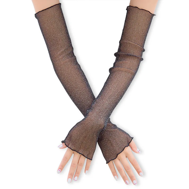 

Summer Women 50cm Thin Long Fingerless Arm Warmers Sunscreen Uv Breathable Mittens Fashion Sun Protection Arm Sleeves Gloves