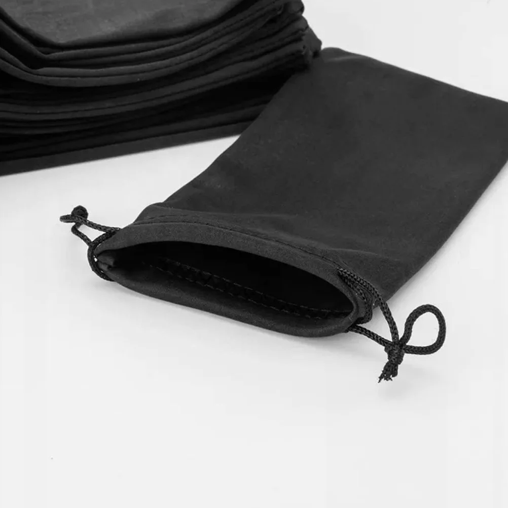 25 uds bolsa para gafas gafas de sol bolsillo con cordón almacenamiento gafas de natación franela negra