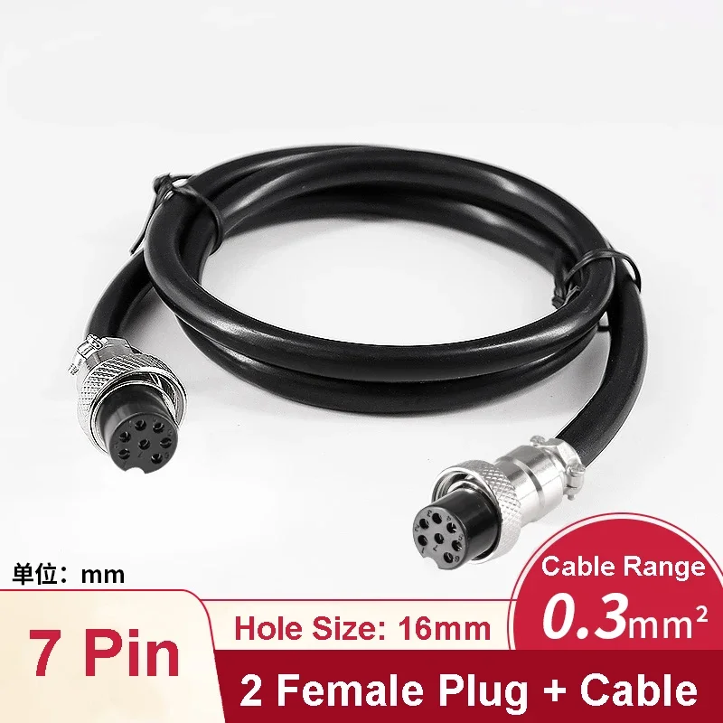 GX16 1m 2m Extension Wire Aviation 2 Female Plug M16 Industrial Electrical Power Cable Connector 2 3 4 5 6 7 8 9 10 Pin