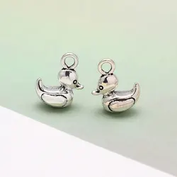 20pcs/Lots 7x11x15mm Antique 3D Baby Duck Charms Pet Pendant For DIY Bracelets Jewelry Making Findings Supplies Accessories