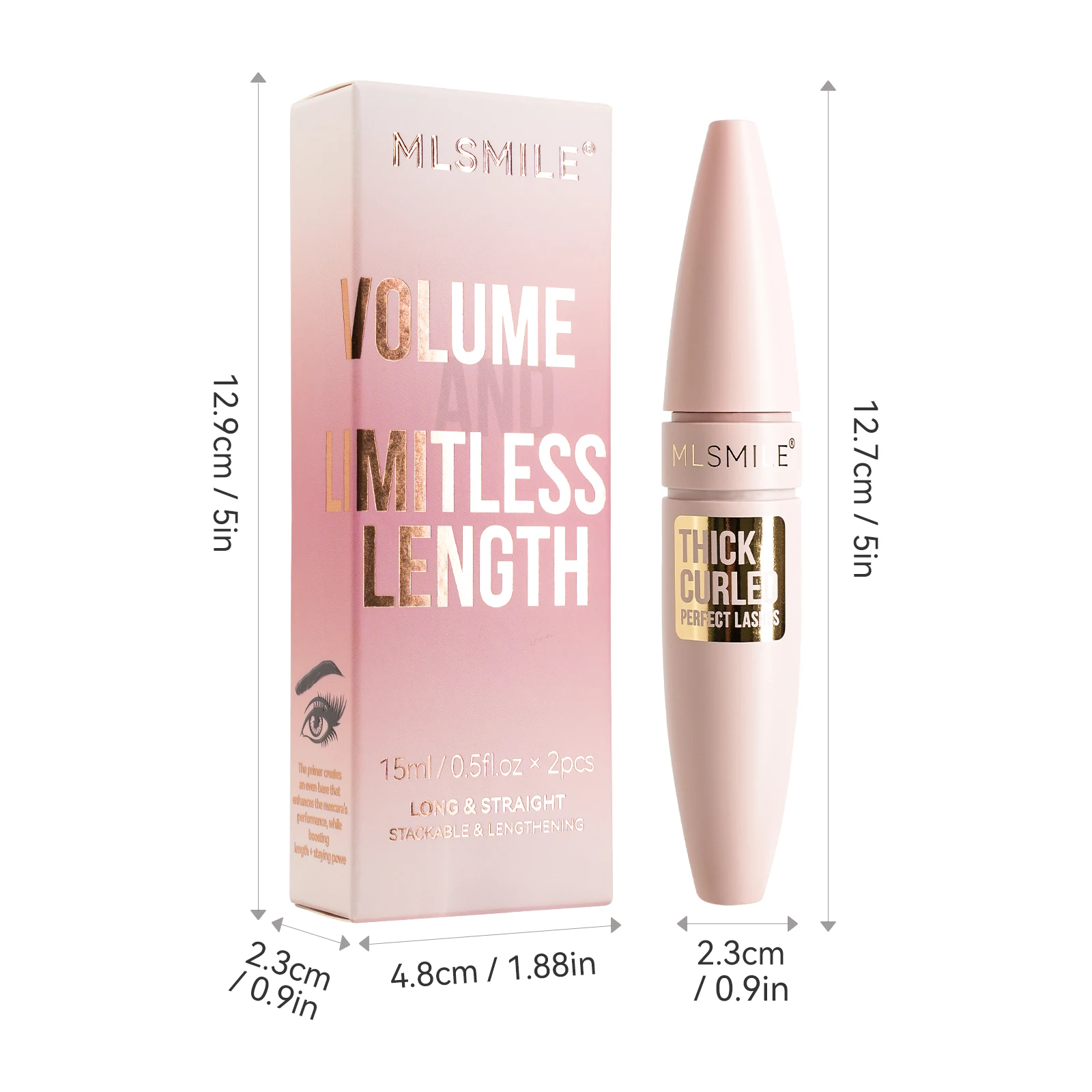 MLSMILE 2点セット 汚れない、長く、カールするベースコート + カラフルな、立体的なマスカラセット