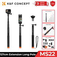 K&F Concept 127cm Invisible Selfie Stick for Insta360 Sports Camera GoPro DJI OSMO Pocket 3 Extension Carbon Long Pole Camera