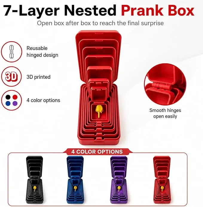 New 3D-Printed 6-Layer Nested Box Surprise Box Prank Prop Can Be Used For A Birthday Party For Rings Or As A Holiday Gift ﻿