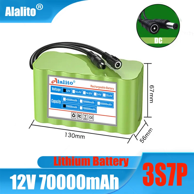 

3S7P 18650 battery pack 12V 70000mAh large capacity battery electric bicycle moped electric scooter lithium ion battery BMS