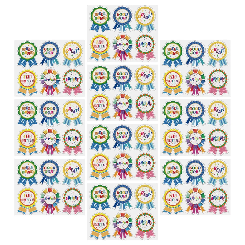 

10 Pieces/1 Medal Reward Stickers Kids Compliment Decorate Coated Paper Funny Tags