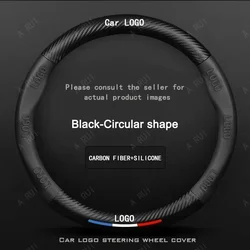 For Citroen C3 C4 X7 Grand Picasso C5 C1 Berlingo C2 Car Nappa leather carbon fiber steering wheel cover non-slip car interior