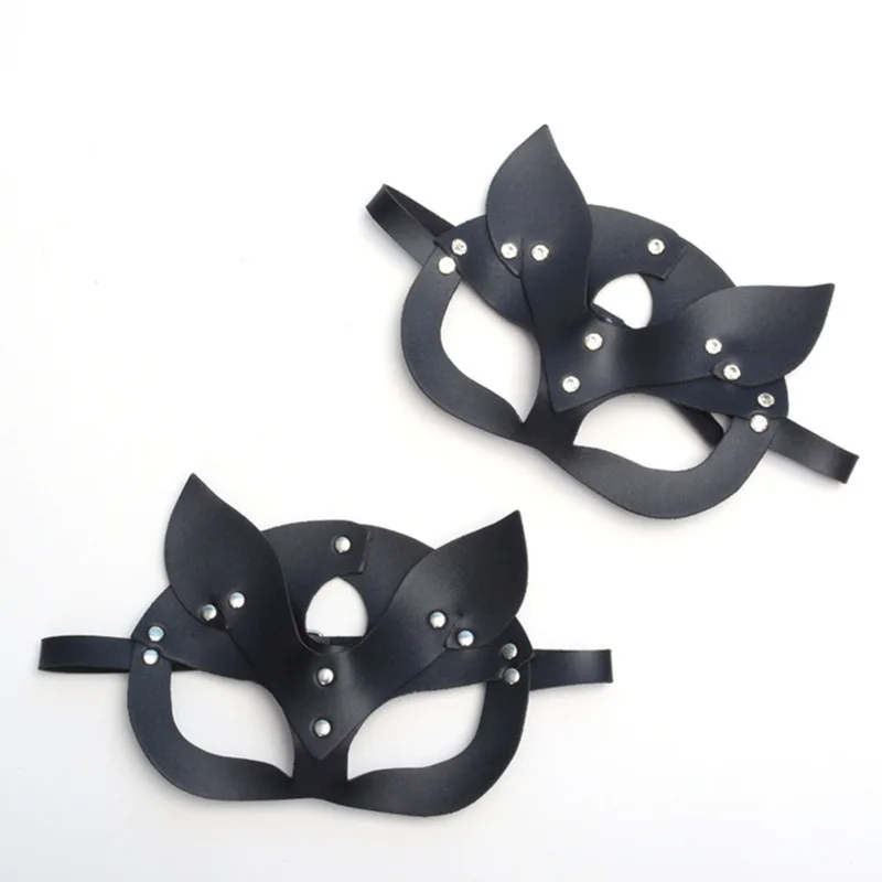 Half Face Cat Cosplay Mask Female Leather Mask Eye Cosplay Halloween Party PU Half Face Mask Adult Game Supplies Adult Game