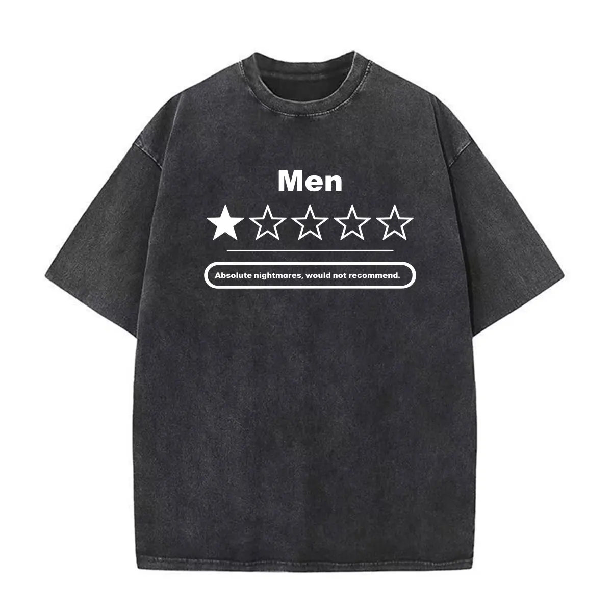 Men One Star Review Absolute Nightmares Would Not Recommend Funny Graphic T Shirts Men's Clothing Vintage Washed Cotton T-Shirts