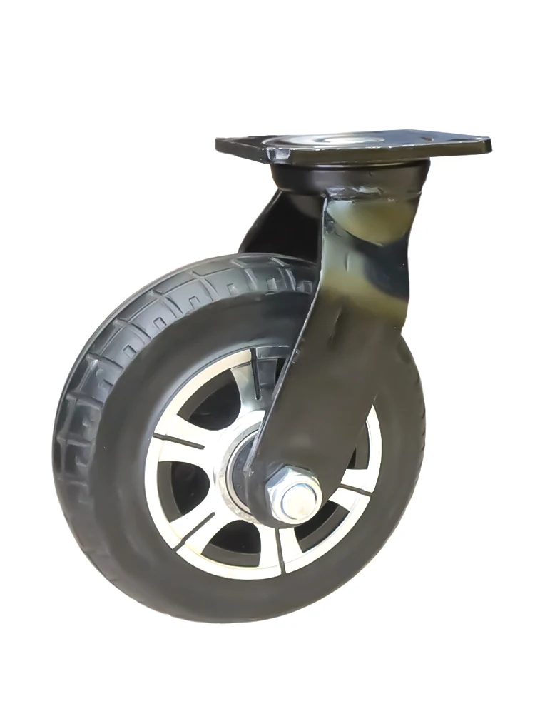 

20cm heavy-duty solid casters, universal wheels, flat handcart, silent, wear-resistant, thick rubber steering wheel
