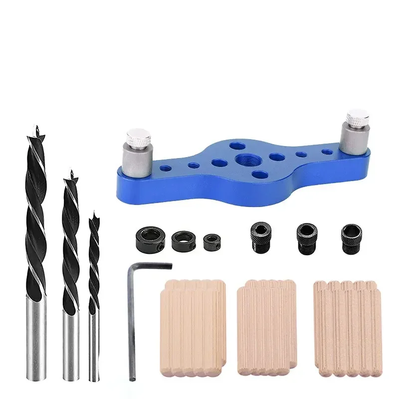 Alloy Dowel Jig Vertical Pocket Hole Jig Woodworking Self Centering 6/8/10mm Drilling Locator Wood Dowelling Drill Guide Kit