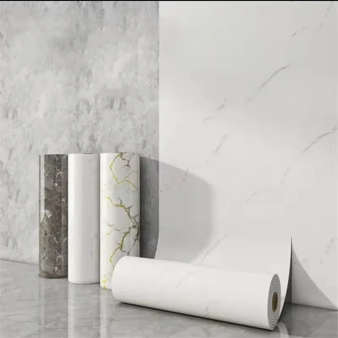 40cm Waterproof Self-Adhesive Wall Decor Panel Marble Imitation Tile Living Room Background Wall Stickers Easy Install Wallpaper